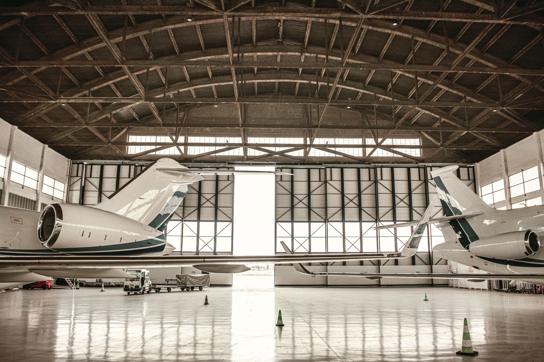 airplanes in hangar
